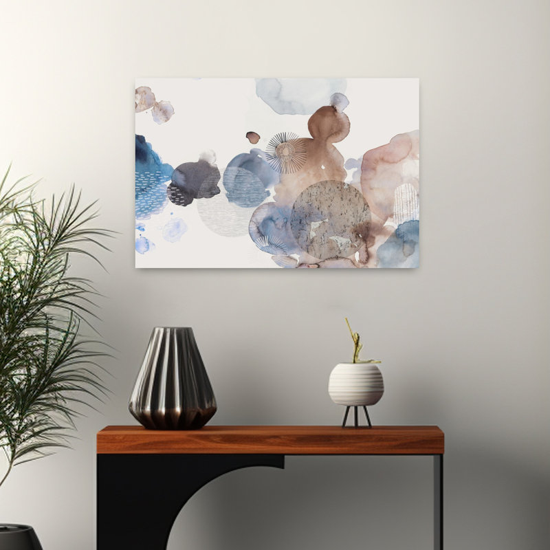 Motifs d'aquarelle abstraits et délicats, H 16 po x l 24 po