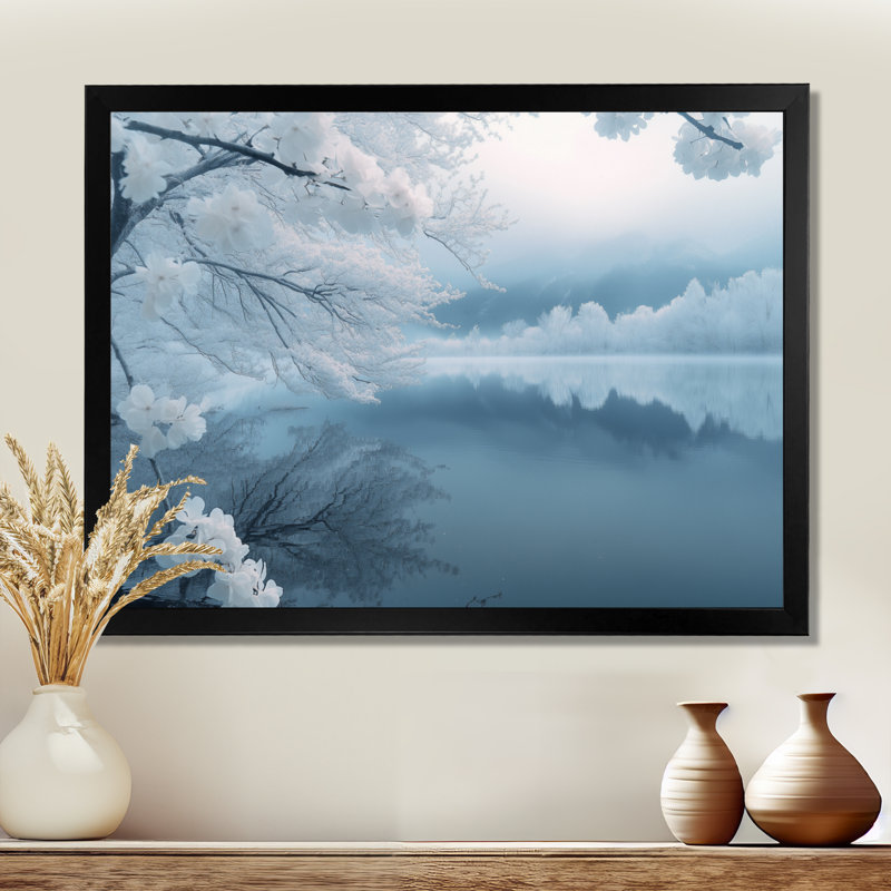 «Calm Lake Scene with Willow Tree In Canada», reproduction d'art sur toile, nature verte, H 12 po x l 20 po, Noir