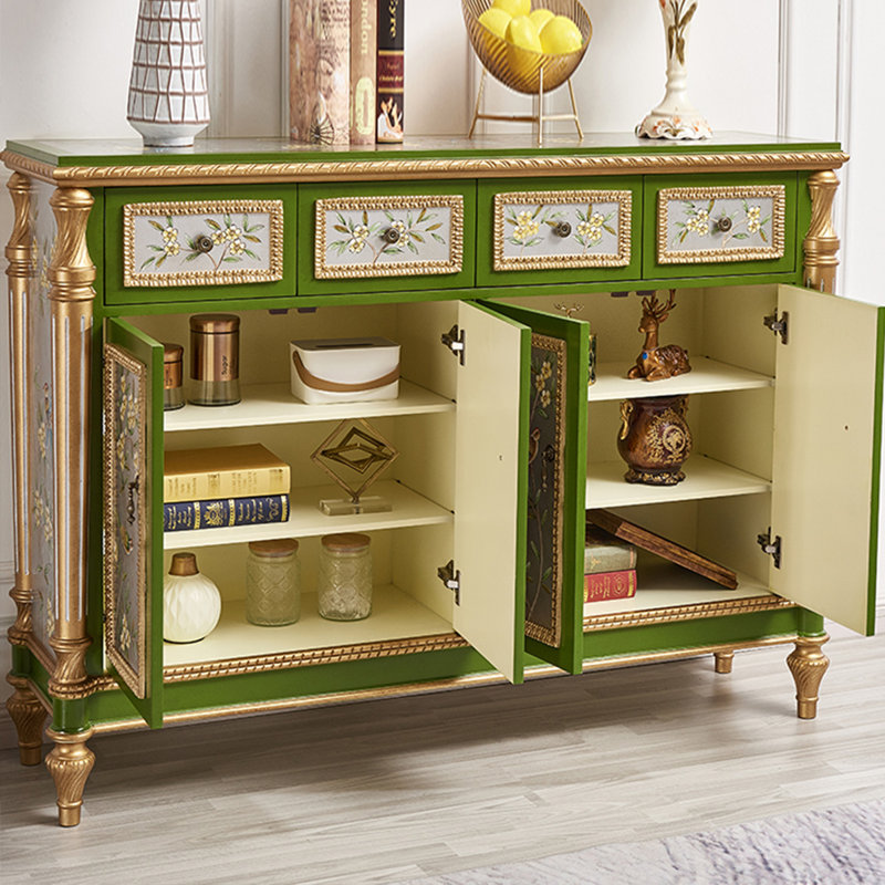 Banc de rangement vert en bois manufacturé