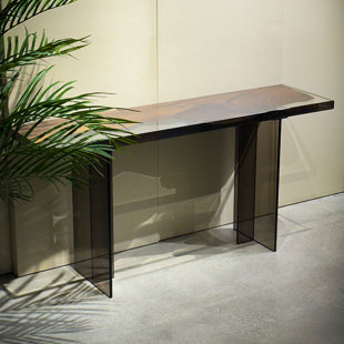 Modern Rustic Epoxy Resin Console Table –  Walnut Top  for Entryway or Hallway , Solid Wood, 16" X 60"