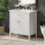Meuble-lavabo 30 po avec lavabo, armoire de salle de bain avec portes à fermeture en douceur et tablette réglable, conception à profil courbé, pieds en bois d'hévéa, blanc-1437086150
