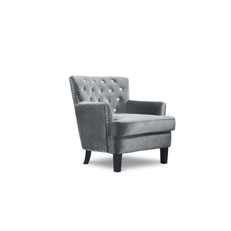 Aminat Upholstered Armchair, Gray Velvet