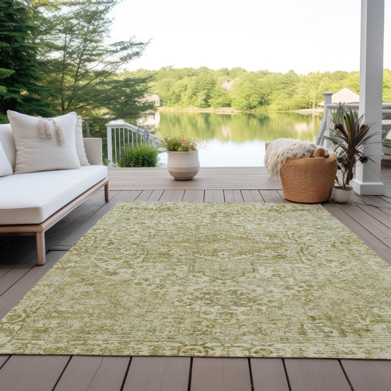 Chantille Beige Floral Medallion Washable Indoor/Outdoor Rug