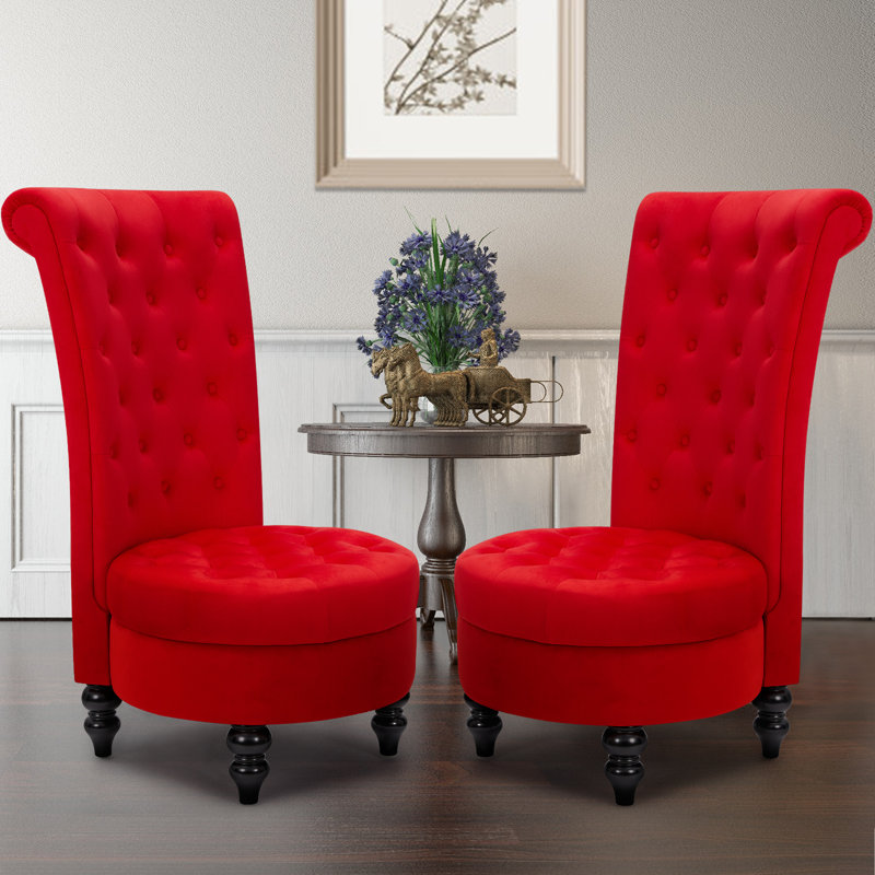 Annigje Velvet Side Chair, Red Velvet