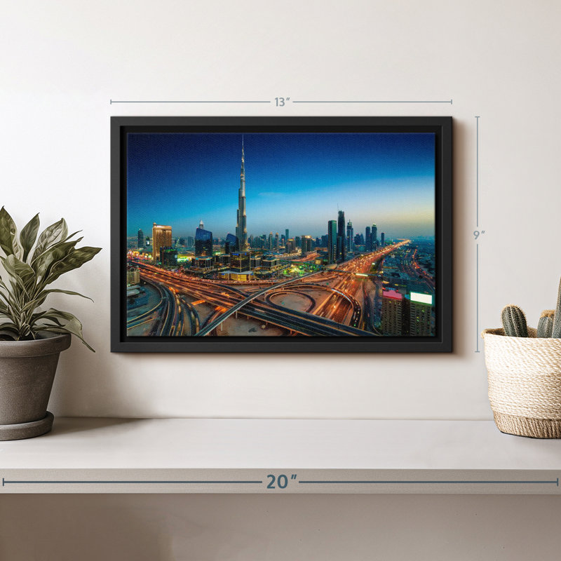 Dubai Highway At Night Canvas Print, 9" H x 13" W