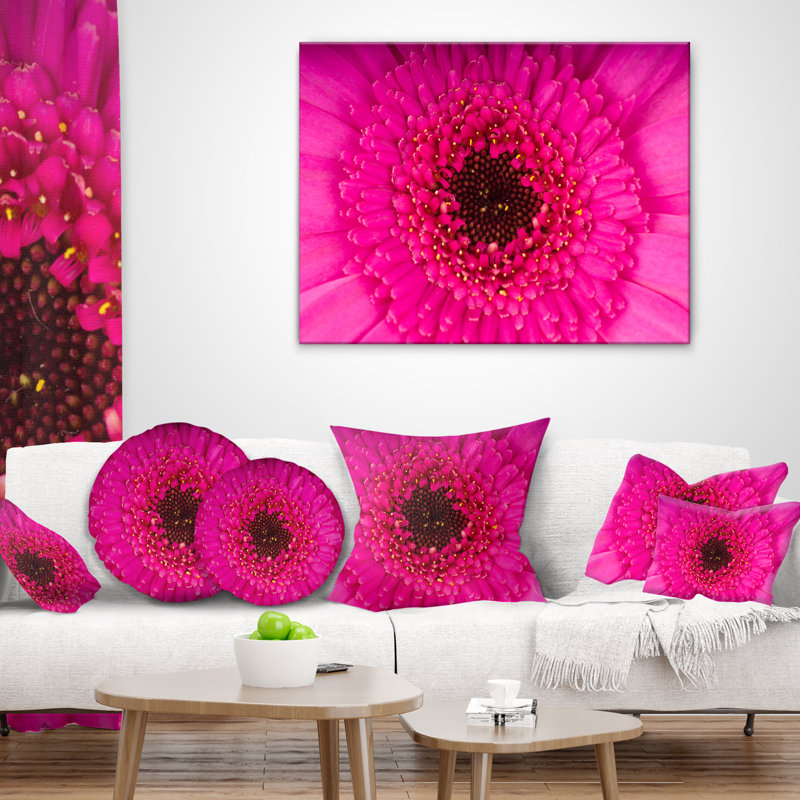 Coussin de fleurs photo de gerbera flowerswork, 16 po x 1 po, Coussin décoratif