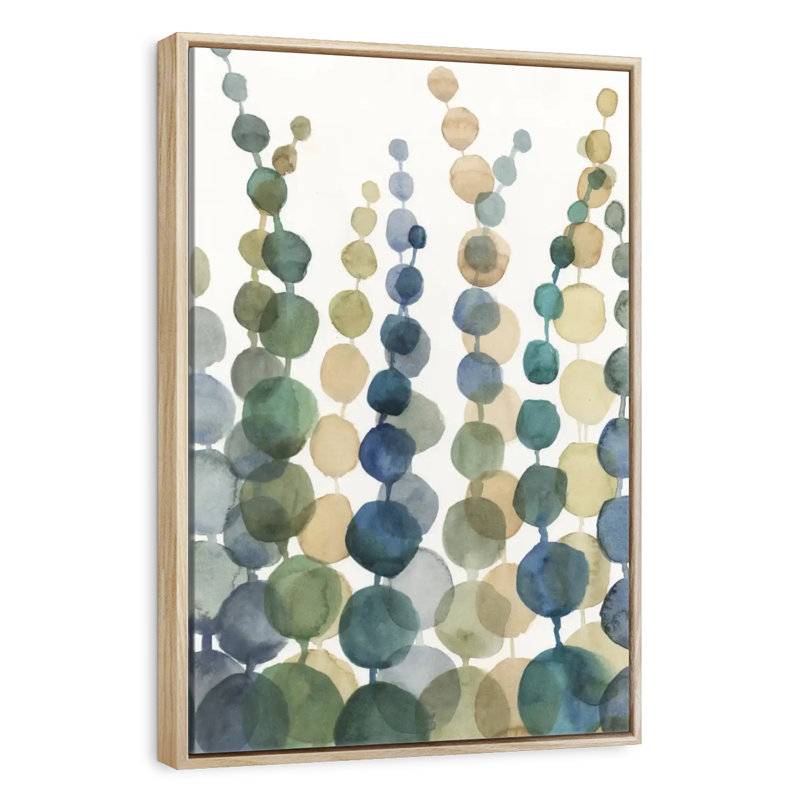 Pompom Botanical I, Floating Frame Natural Wood, 31 po x 46 po