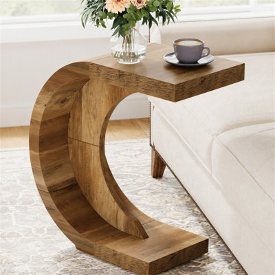 C-Shaped End Table, Wood Side Table