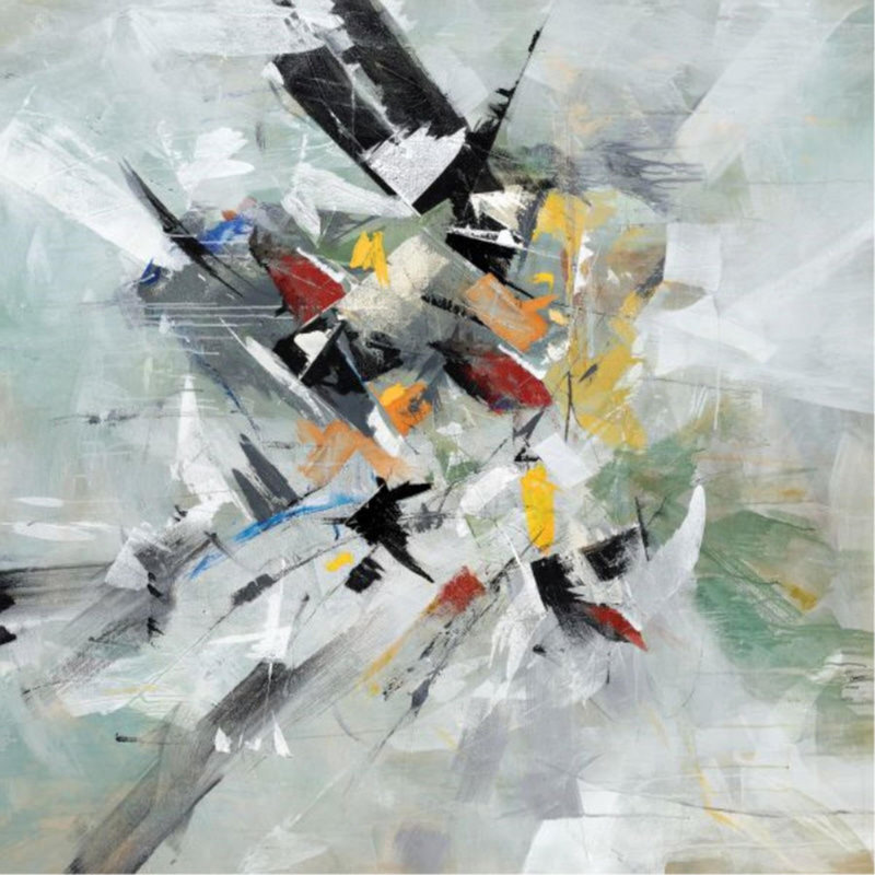 «Mécanique rêvée» par Sara Brown - Peinture, Couche de verre, H 30 po x l 30 po x P 1,5 po