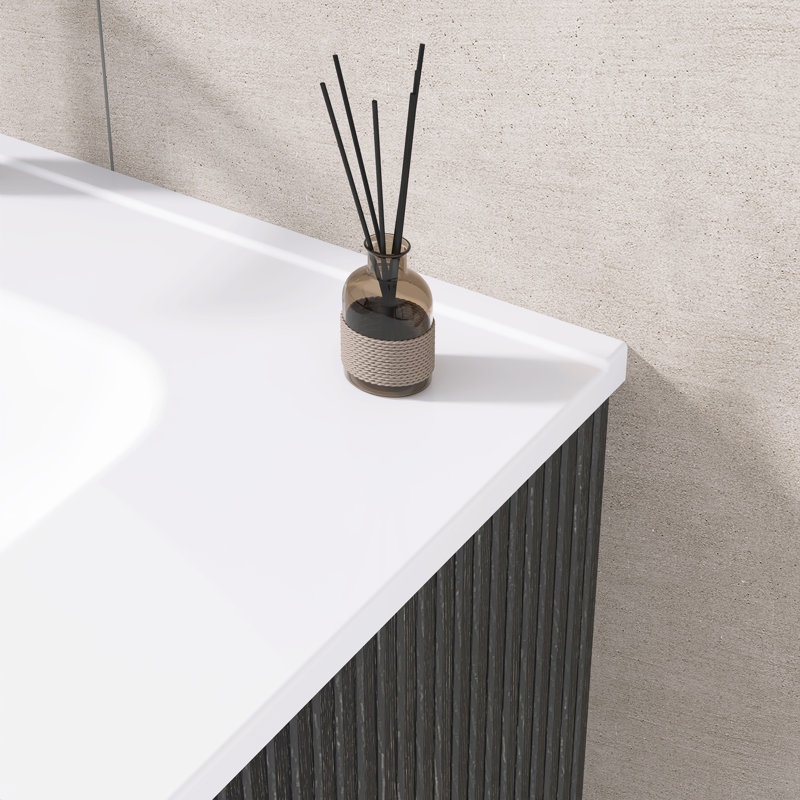 Meuble-lavabo mural simple 36 po avec lavabo, Noir