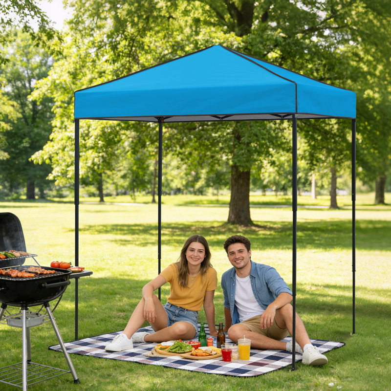 Tente de pavillon escamotable 6 x 4 pi, abris de jardin faciles à installer, Bleu clair