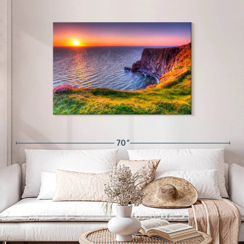 Ravi, coucher de soleil sur les falaises, H 30 po x l 45 po