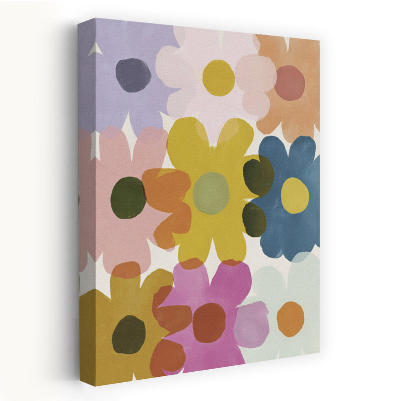 Fleurs colorées abstraites abstraites colorées, fleurs modernes, art mural, H 36 po x l 24 po