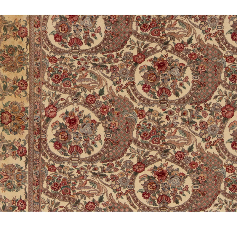 Tapis beige / brun / rouge noué à la main de haute qualité