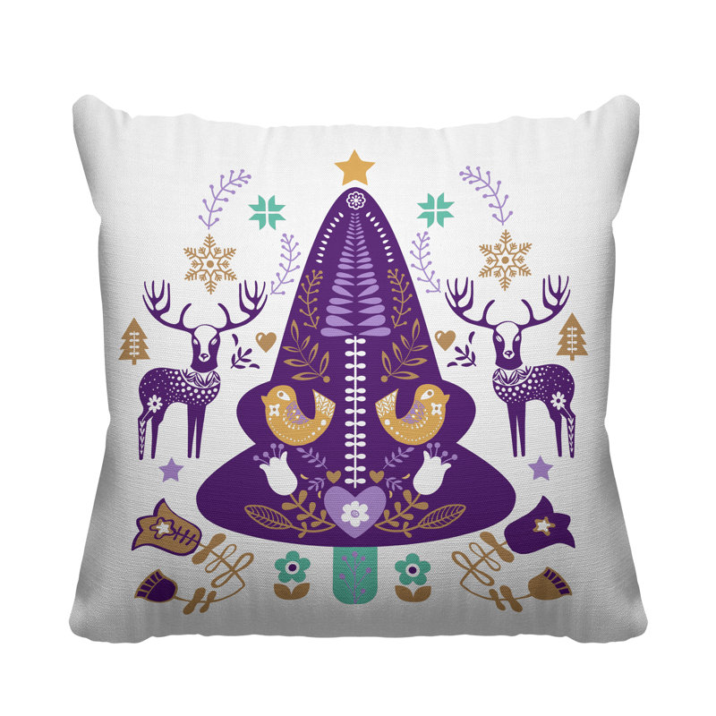 Coussin intérieur / extérieur Scandinavian Christmas Tree, Mauve, L 15 po x H 15 po