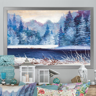 Christmas Forest With River " Christmas Forest With River " Painting Print