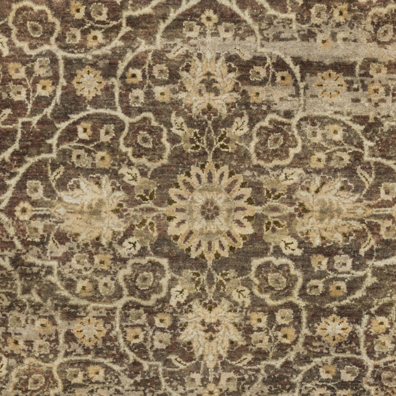 Empress Wool Damask Area Rug in Green, Rectangle 5'6" x 8'6"
