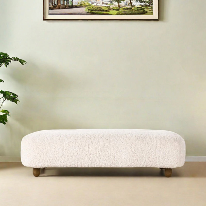 Banc de réception long en peau de mouton, H 15,75 po x l 55,12 po x P 21,65 po
