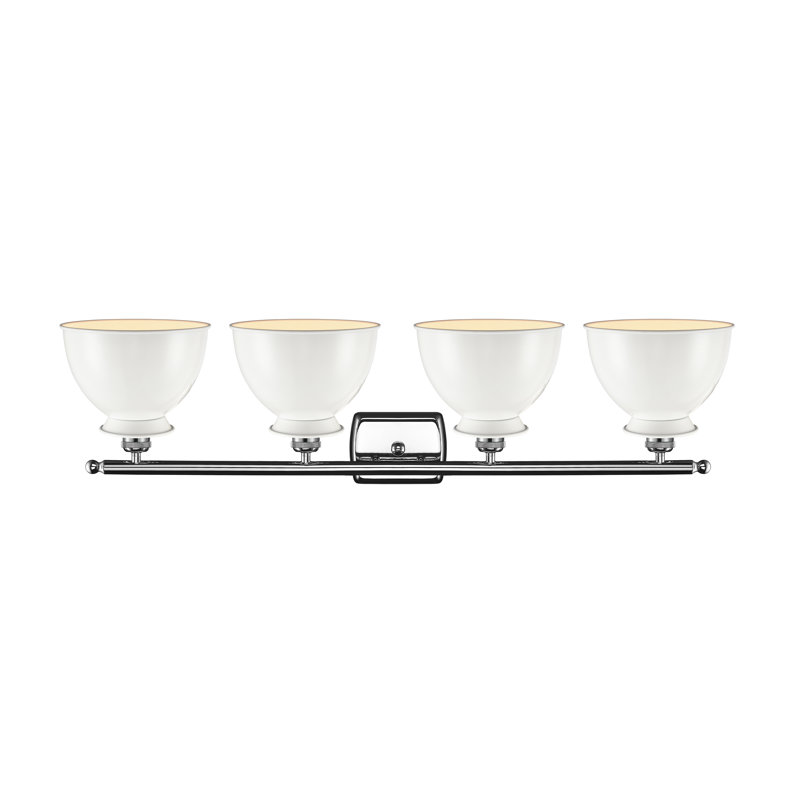 Éclairage pour meuble-lavabo à intensité variable à 4 lumières Arev, Blanc brillant, Ampoule incandescente 60 watts rétro