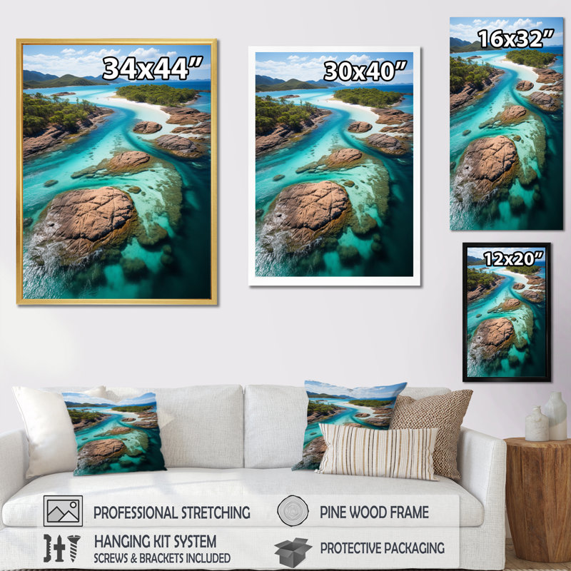 «Australie Whitsunday Island Paradise I», reproduction sur toile, H 20 po x l 12 po x P 1 po, Cadre photo noir