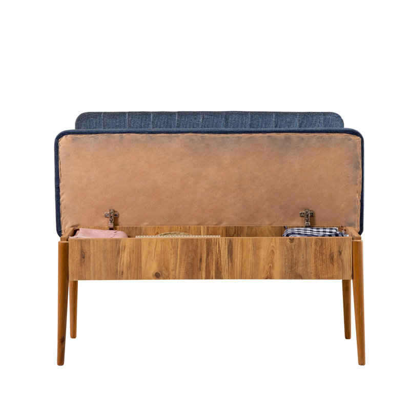 Banc rembourré Helle, Brun / bleu foncé