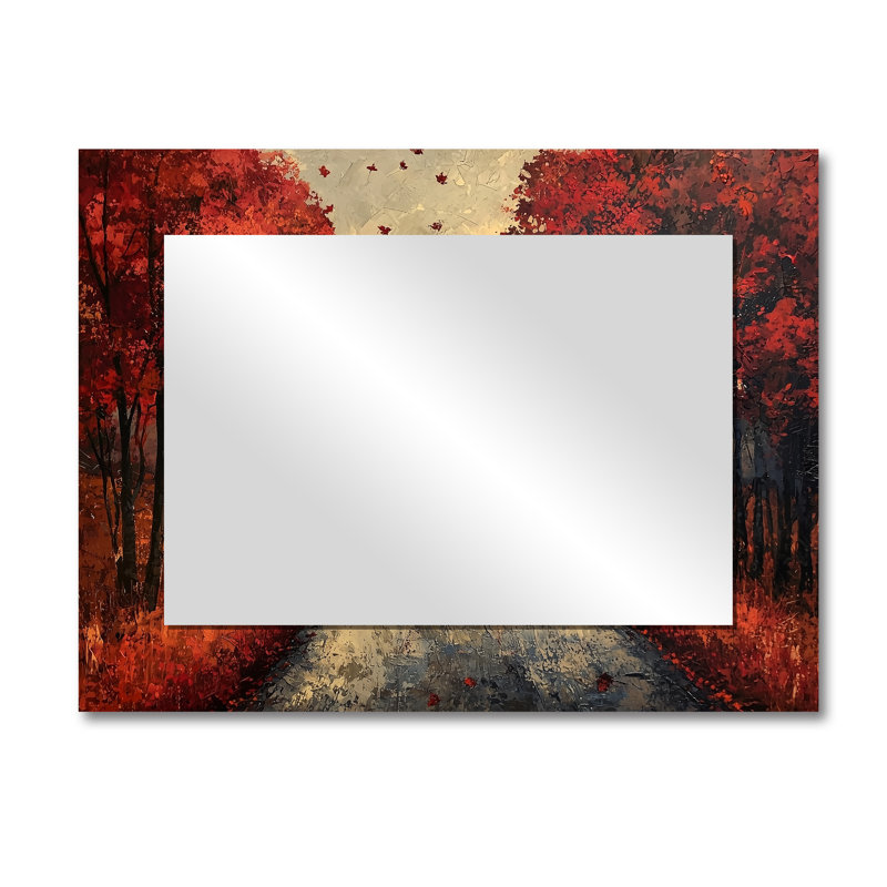 Country Lane In Autumn II - Art mural grand miroir forêt - imprimé sur métal, 30 po x 40 po