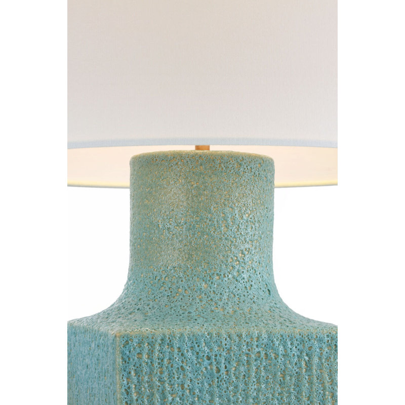 Aviva 24" Table Lamp with Linen Shade, Volanic Turquoise