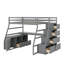 Lit mezzanine double avec 7 tiroirs, 2 tablettes et un bureau-98890236