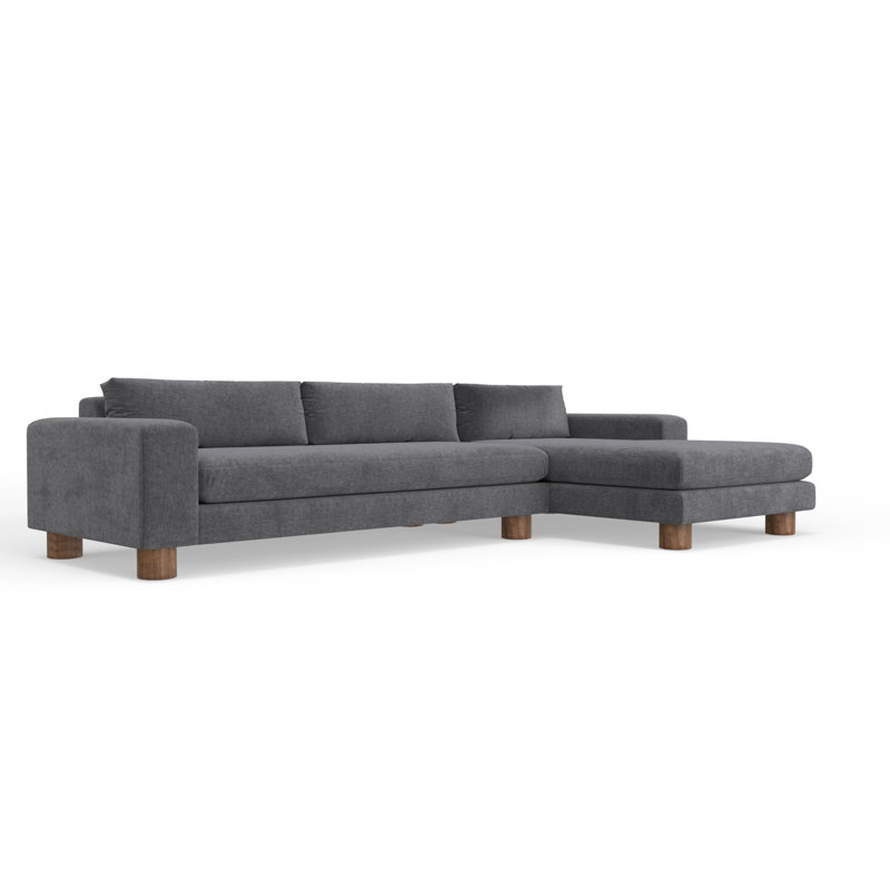 Canapé modulaire 2 pièces 135 po Milo, Gris anthracite, Orienté à droite