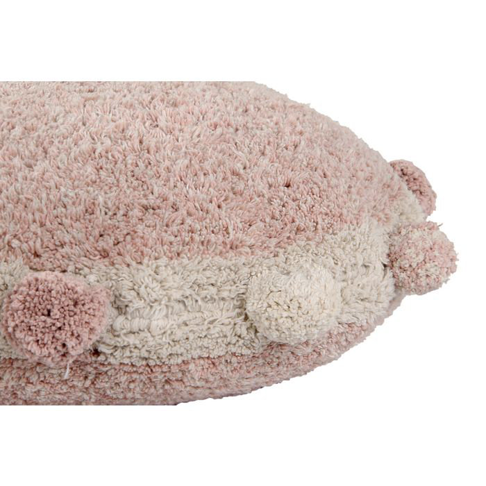 Vintage Nude Round Cotton Floor Cushion with Pom Poms