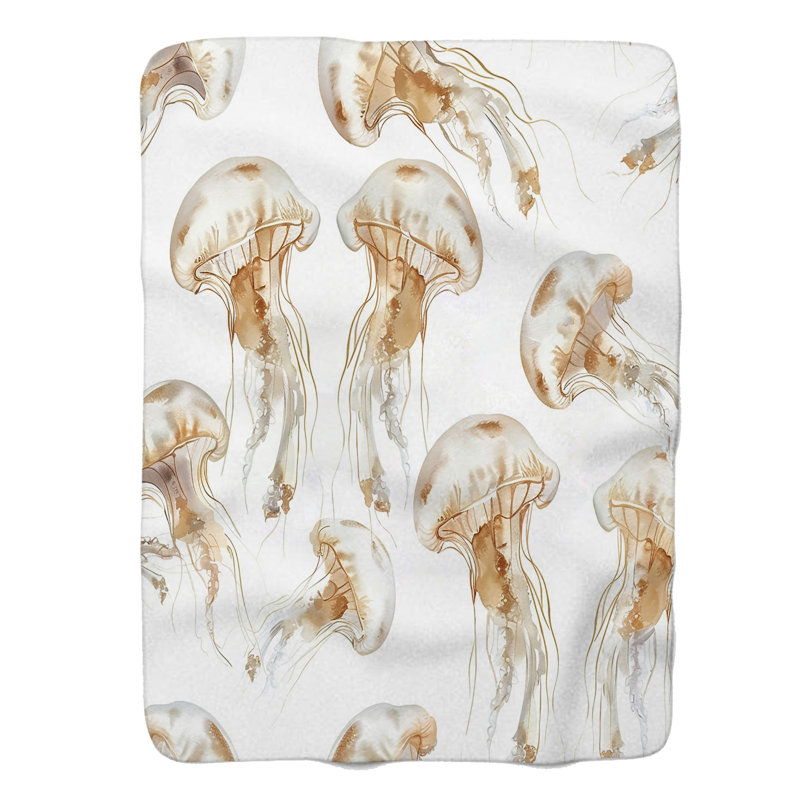 Douces aquarelles de méduse - Couverture sherpa de qualité supérieure 1 pièce, Grand lit
