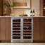 Cave à vin combinée 3 zones 30" 61 bouteilles, réfrigérateur à vin encastrable et pose libre 2 pièces 15", refroidissement par compresseur 6 pi³ avec contrôle de la température de 4 à 65 °F, double vitrage UV, éclairage DEL, charnières cachées, dégivrage automatique et ventilation frontale (2 unités)