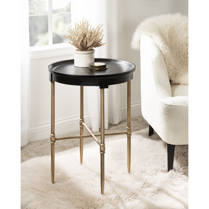 Table d'appoint en métal et bois, Noir