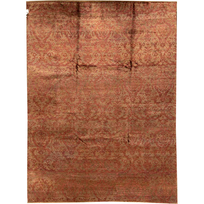 Damask Area Rug in Rust/Gold