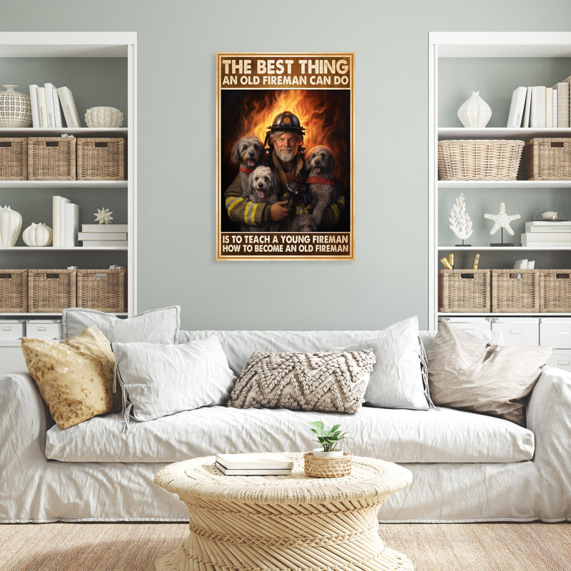 How To Become An Old Fireman - 1 Piece Rectangle Graphic Art Print On Wrapped Canvas, L 16 po x H 20 po