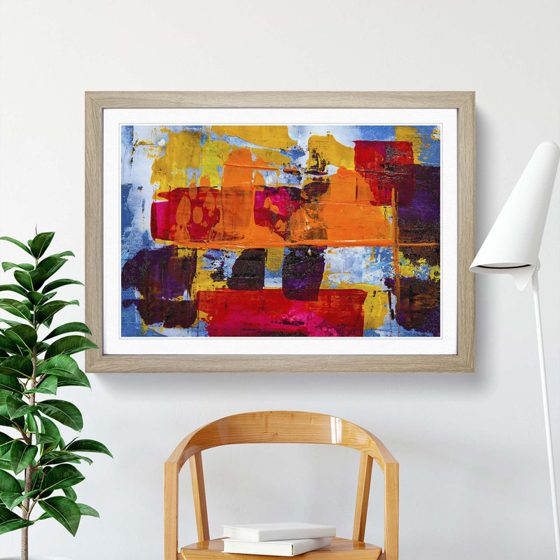 Abstract Art Painting Vol.125 by S.Johnson - Picture Frame Painting Print, 27cm H x 36cm W x 2cm D, Oak Framed