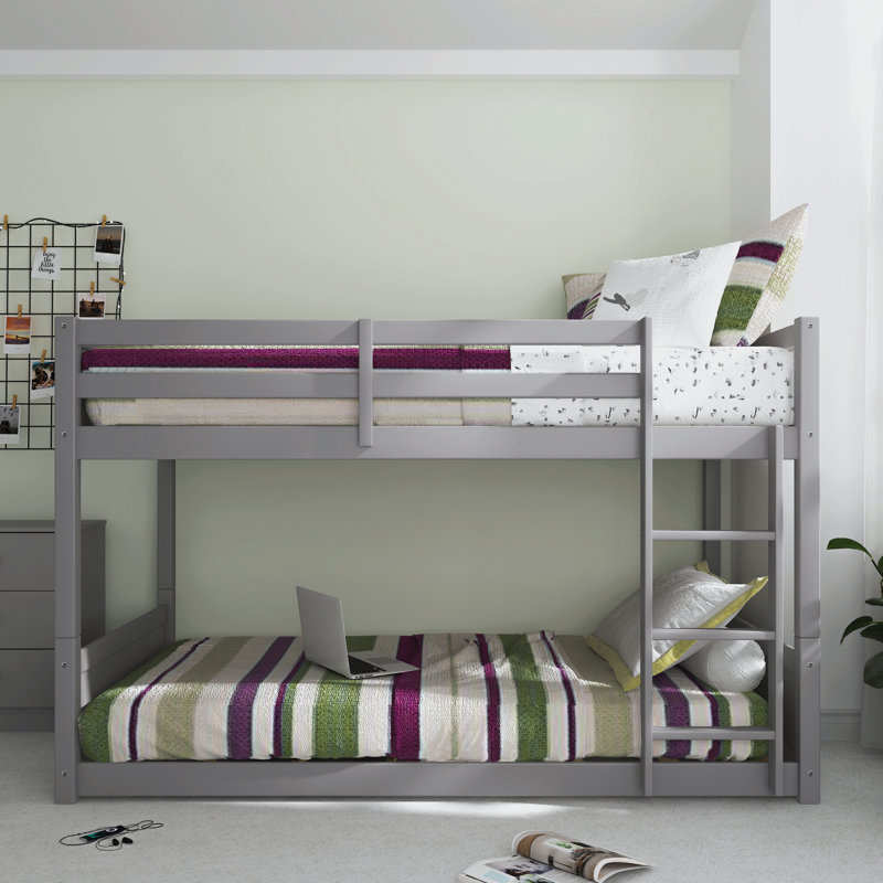 Lit superposé simple en bois massif Korbin , Gris