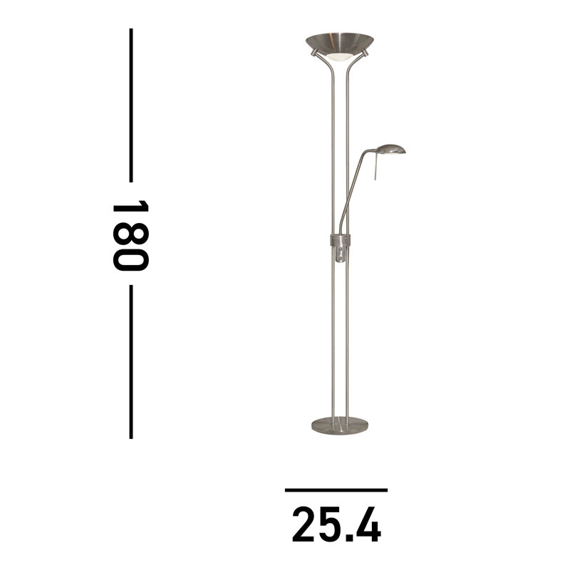 Tracee 183cm Torchiere Floor Lamp, Satin Silver