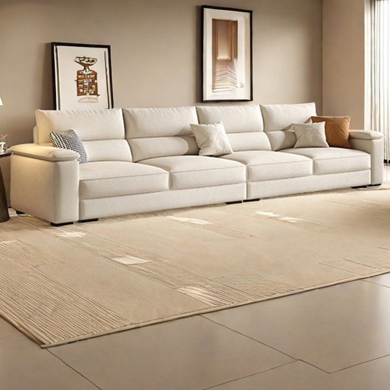 Canapé droit simple moderne de style crème, H 37 po x l 133,85 po x P 37,79 po