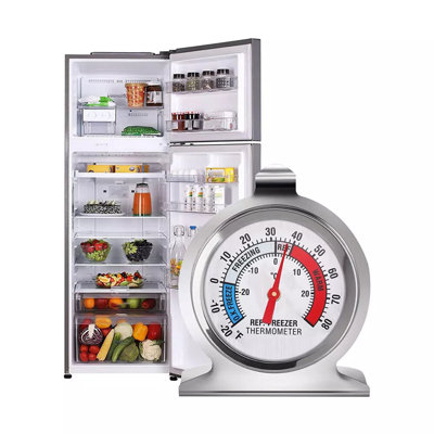 Refrigerator Freezer Thermometer Fridge Dial Type Stainless Steel Hang Stand, 1pcs