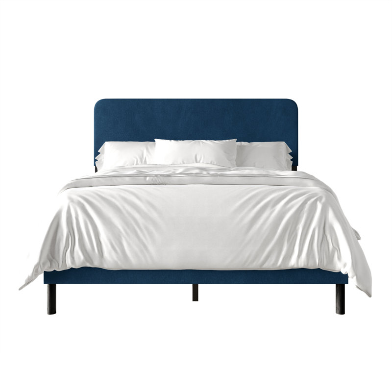 Lit tapissier en velours , Simple, Bleu marine