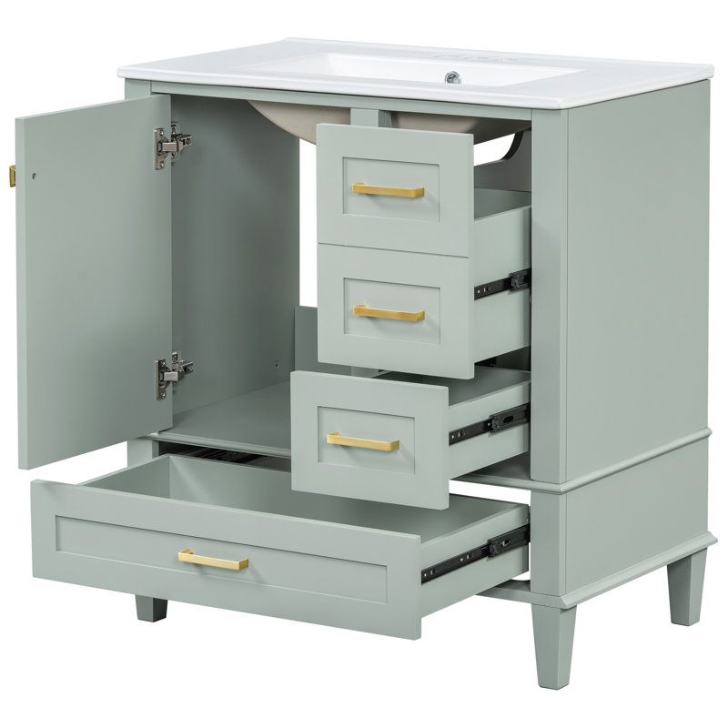 Modern Bathroom Vanity with Sink Combo Set, Featuring Soft Closing Door, Multiple Drawers, and Solid Wood Frame for Enhanced Storage and Style