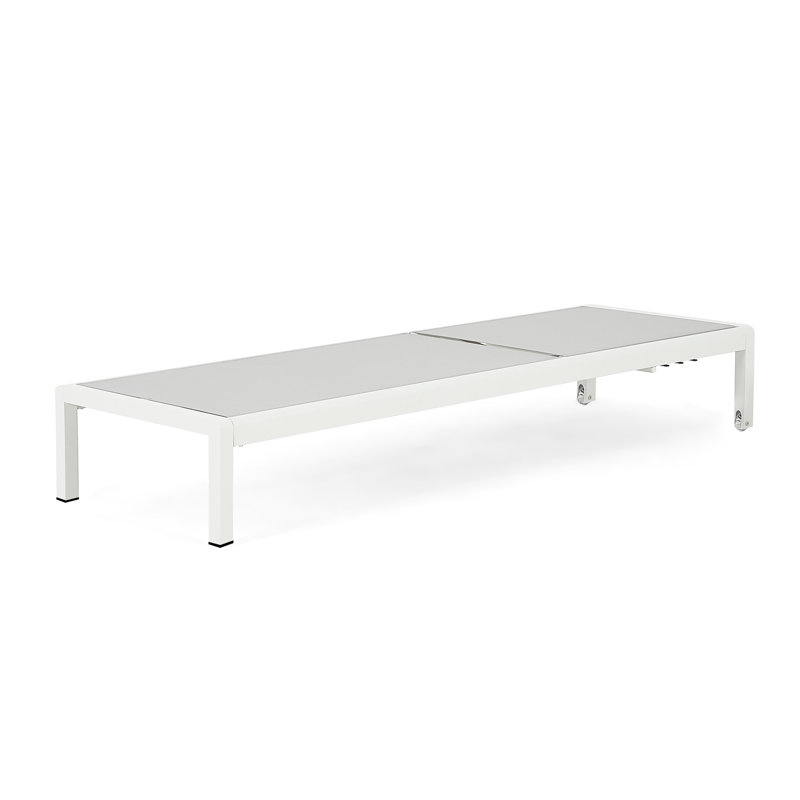 Ensemble de 2 chaises longues d'extérieur, Gris clair / blanc