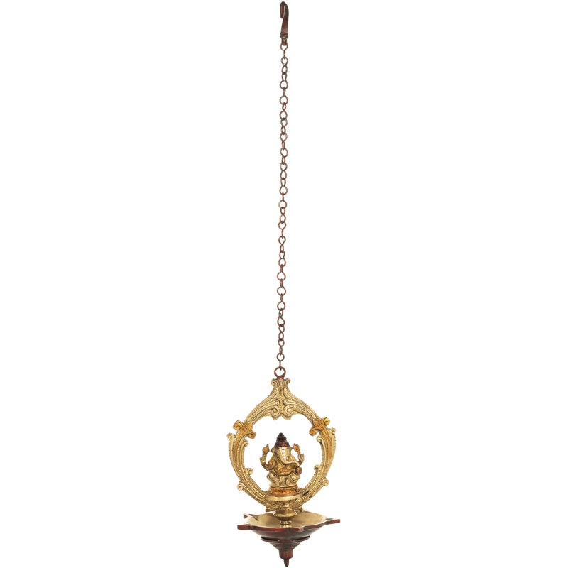 Sculpture Lord Ganesha, Or rouge