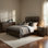 Ensemble de chambre à coucher grand, rangement de tiroir, brun, ensemble de 4 pièces avec 2 tables de chevet et commode