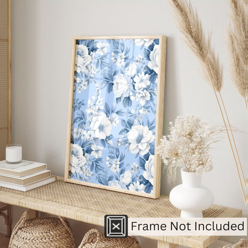 «Floral Winter Blue Flowers I», reproduction d'art non encadrée, H 30 po x l 20 po
