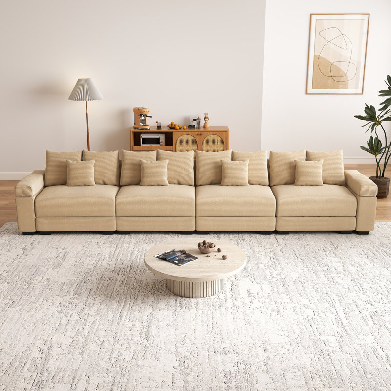 Canapé modulaire de 168 po, Velours côtelé chameau