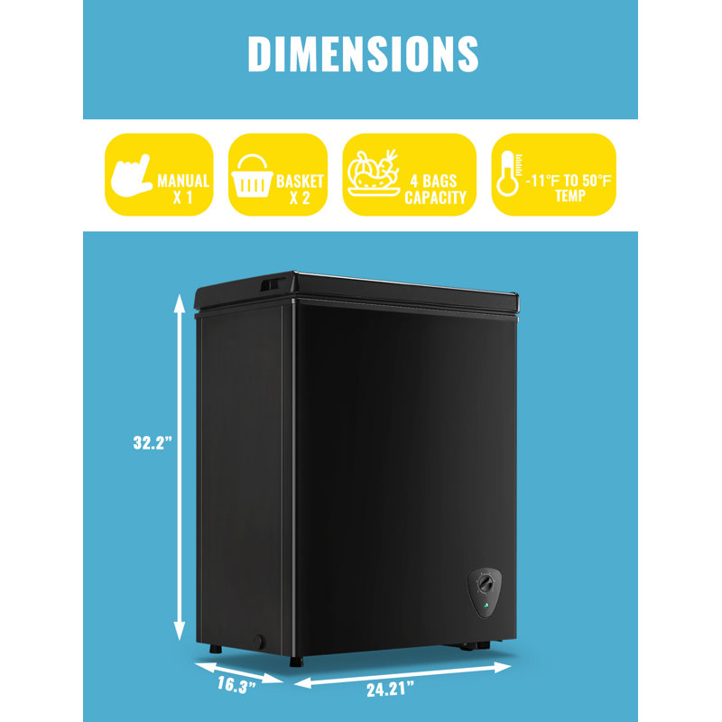4.0 Cubic Feet Freezer with Adjustable Temperature Controls, Black