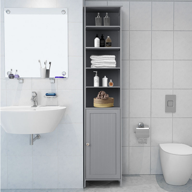 Meeks Freestanding Bathroom Storage Furniture Set, Gray