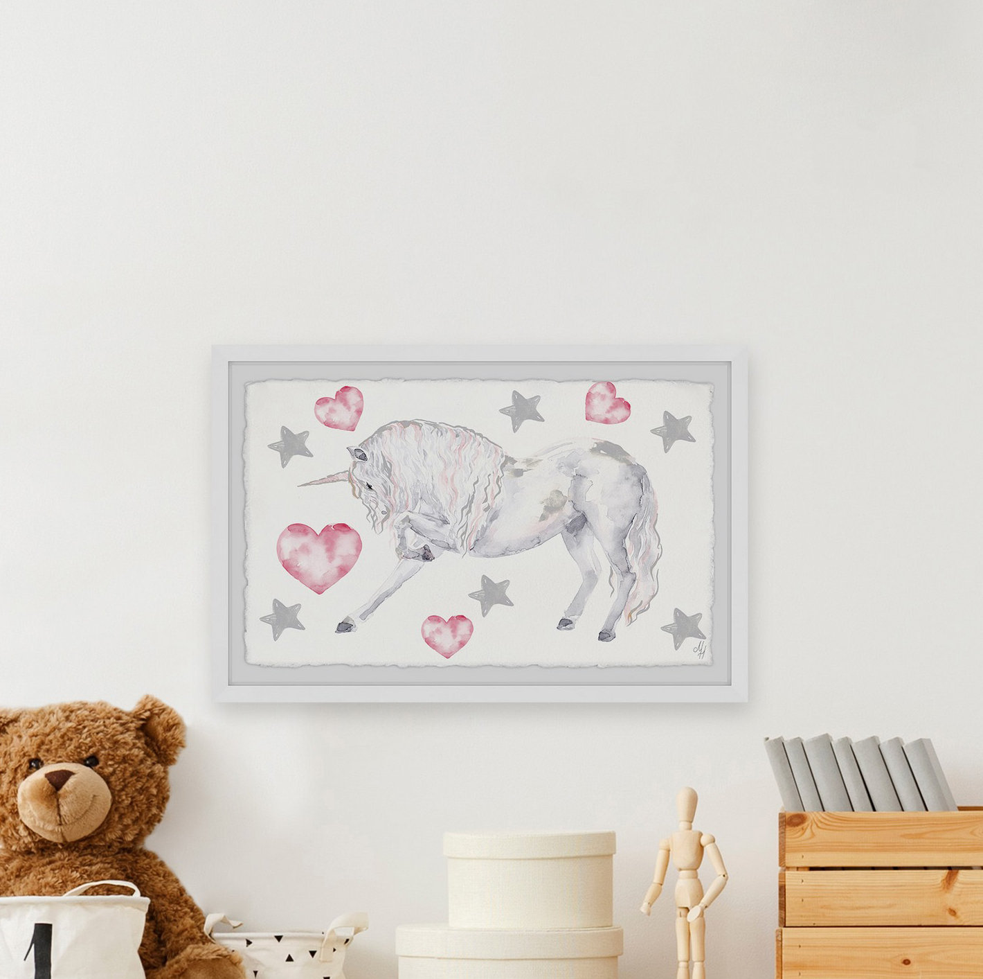 Harriet Bee Scapula Curly Unicorn Framed Print | Wayfair